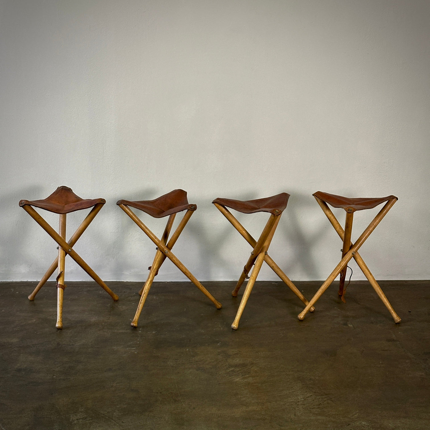 Leather Top Folding Tripod Stools