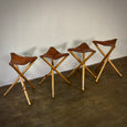 Leather Top Folding Tripod Stools