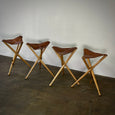 Leather Top Folding Tripod Stools