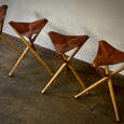 Leather Top Folding Tripod Stools