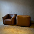 Pair of De Sede Lounge Chairs With Ottoman