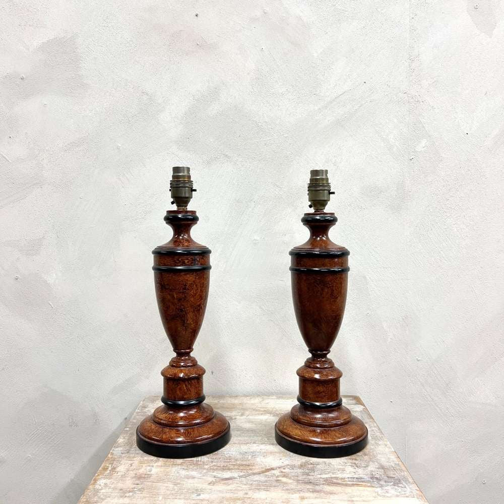 Pair of Painted Wood Lamps