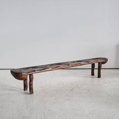 Brutalist Four Seater Carved Bench