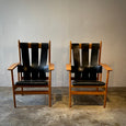 Pair of Leather Strapped Arm Chairs