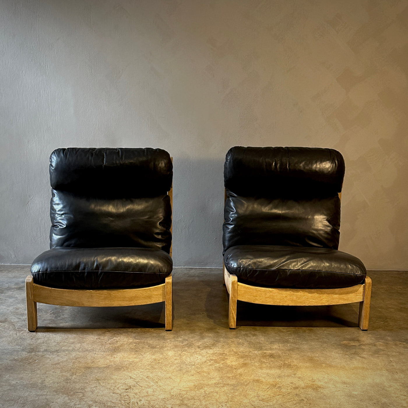 Pair of Wood and Leather Chairs