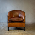 Deco Style Sheepskin Leather Arm Chair