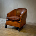 Deco Style Sheepskin Leather Arm Chair