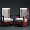 Pair of Haagse School High Back Armchairs