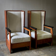 Pair of Haagse School High Back Armchairs