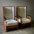 Pair of Haagse School High Back Armchairs