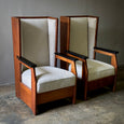 Pair of Haagse School High Back Armchairs