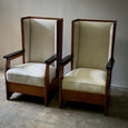 Pair of Haagse School High Back Armchairs