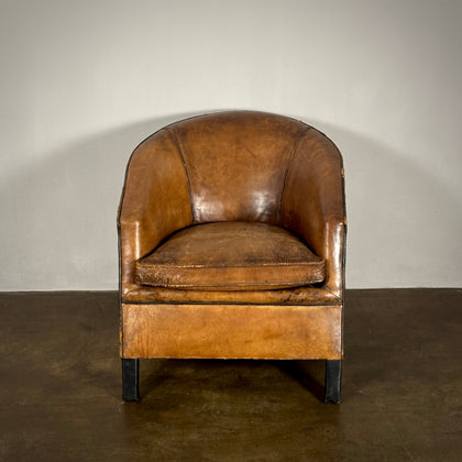 Deco Style Sheepskin Leather Arm Chair