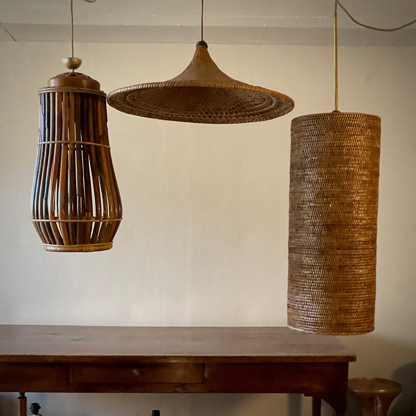 Three Rattan Lamps