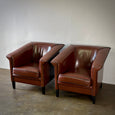 Pair of Leather Club Chairs